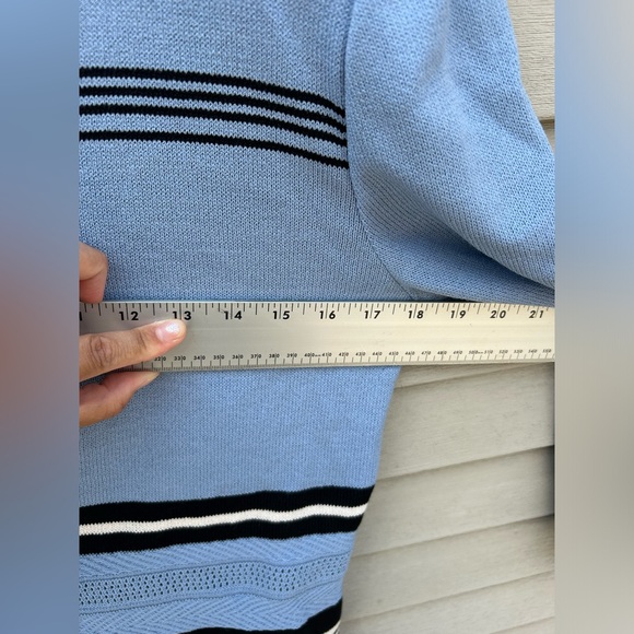 St John By Marie Gray Blue Black Striped  Size 6 Knit Sweater - Picture 6 of 7